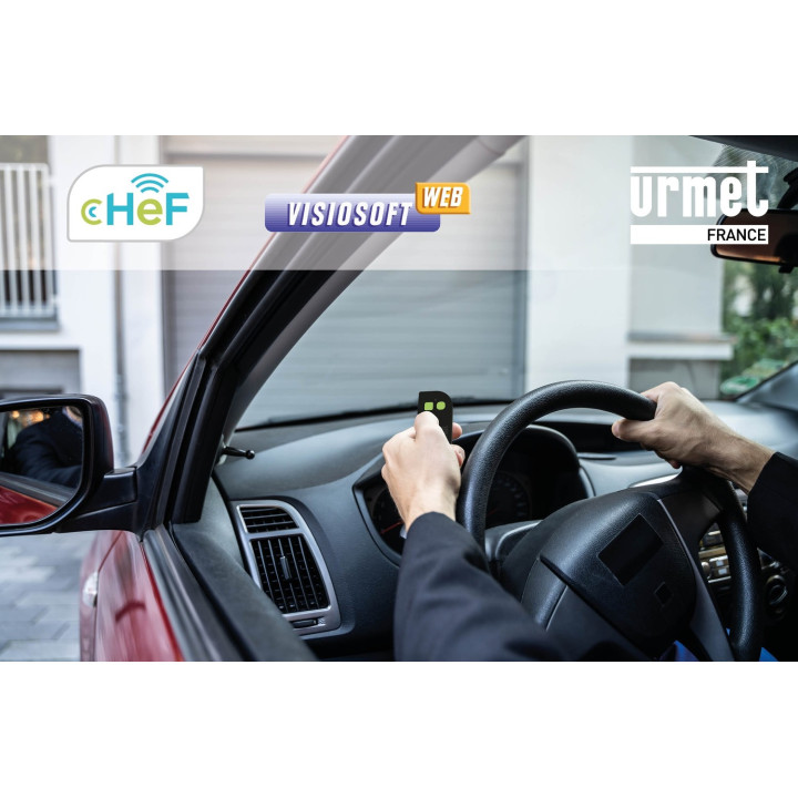 Télécommande 868 MHz, 2 touches vertes, portée 100m, IP54, CR2032.