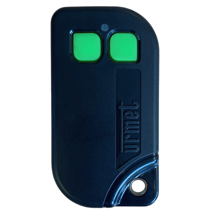 Télécommande 868 MHz, 2 touches vertes, portée 100m, IP54, CR2032.