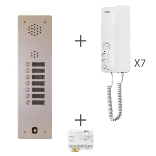 Kit Audio Préprogrammé, 2Voice, Platine Et Postes, 1 Rangée, 7 Boutons