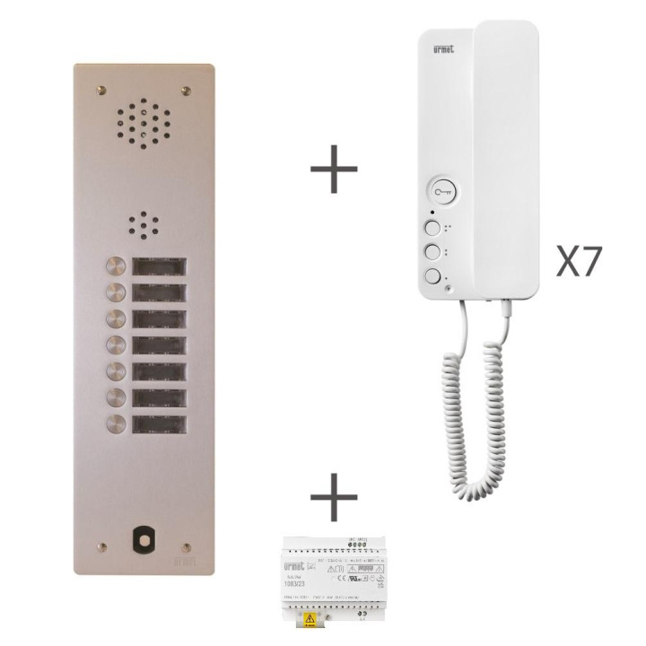 Kit Audio Préprogrammé, 2Voice, Platine Et Postes, 1 Rangée, 7 Boutons