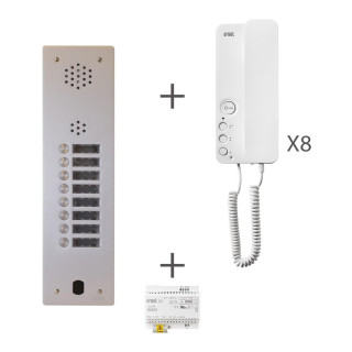 Kit Audio Préprogrammé, 2Voice, Platine Et Postes, 1 Rangée, 8 Boutons