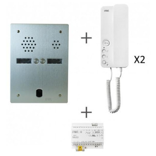 Kit Audio Préprogrammé, 2Voice, Platine Et Postes, 2 Rangée, 2 Boutons