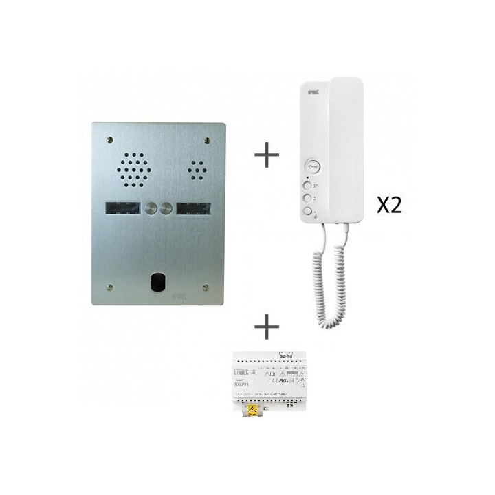 Kit Audio Préprogrammé, 2Voice, Platine Et Postes, 2 Rangée, 2 Boutons