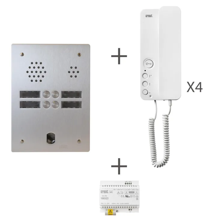 Kit Audio Préprogrammé, 2Voice, Platine Et Postes, 2 Rangées, 4 Boutons
