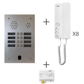 Kit Audio Préprogrammé, 2Voice, Platine Et Postes, 2 Rangées, 8 Boutons