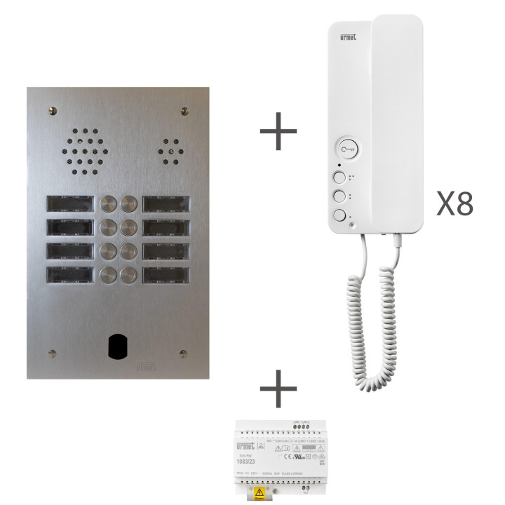 Kit Audio Préprogrammé, 2Voice, Platine Et Postes, 2 Rangées, 8 Boutons