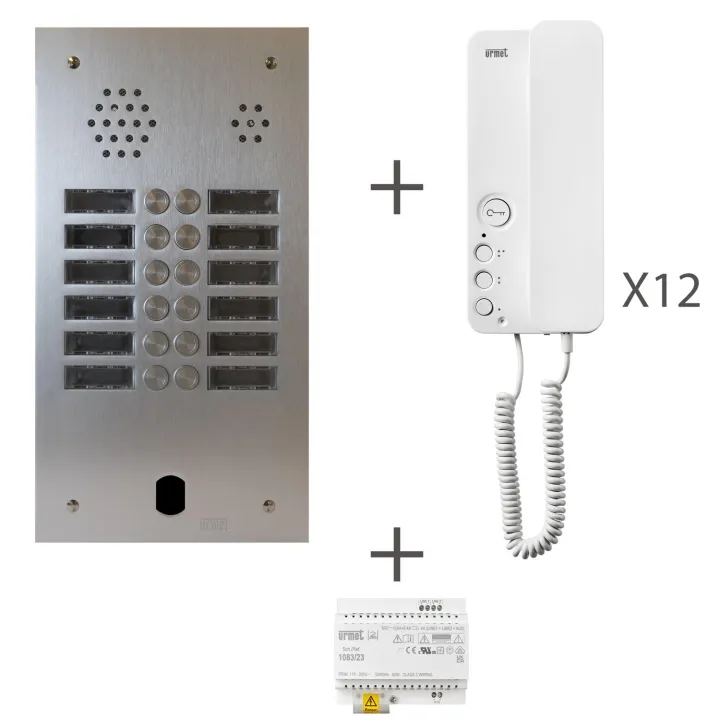 Kit Audio Préprogrammé, 2Voice, Platine Et Postes, 2 Rangées, 12 Boutons