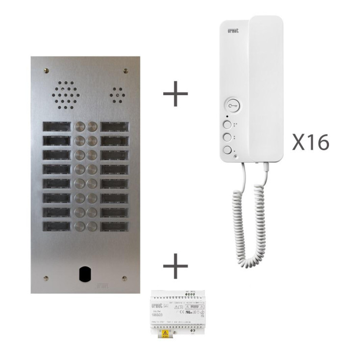 Kit Audio Préprogrammé, 2Voice, Platine Et Postes, 2 Rangées, 16 Boutons