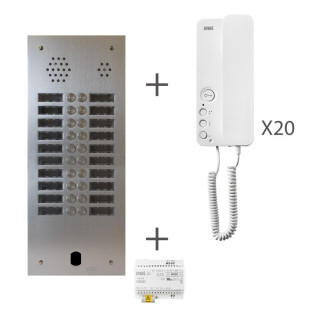 Kit Audio Préprogrammé, 2Voice, Platine Et Postes, 2 Rangées, 20 Boutons