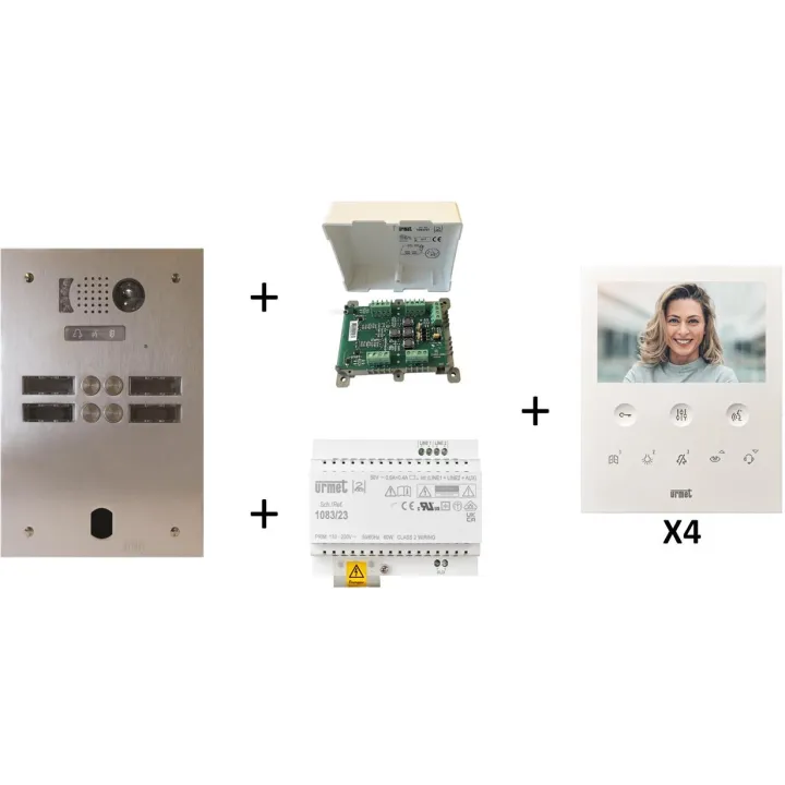 Kit Vidéo Préprogrammé, 2Voice, Platine Et Moniteurs, 2 Rangée, 4 Boutons