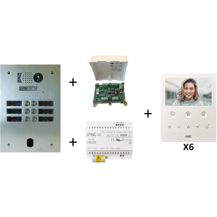 Kit Vidéo Préprogrammé, 2Voice, Platine Et Moniteurs, 2 Rangées, 6 Boutons