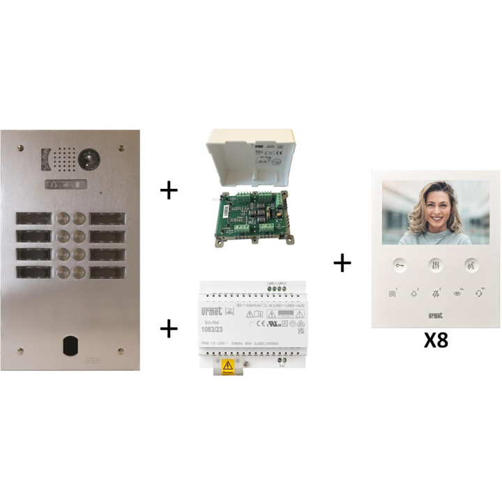 Kit Vidéo Préprogrammé, 2Voice, Platine Et Moniteurs, 2 Rangées, 8 Boutons