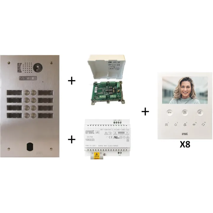 Kit Vidéo Préprogrammé, 2Voice, Platine Et Moniteurs, 2 Rangées, 8 Boutons