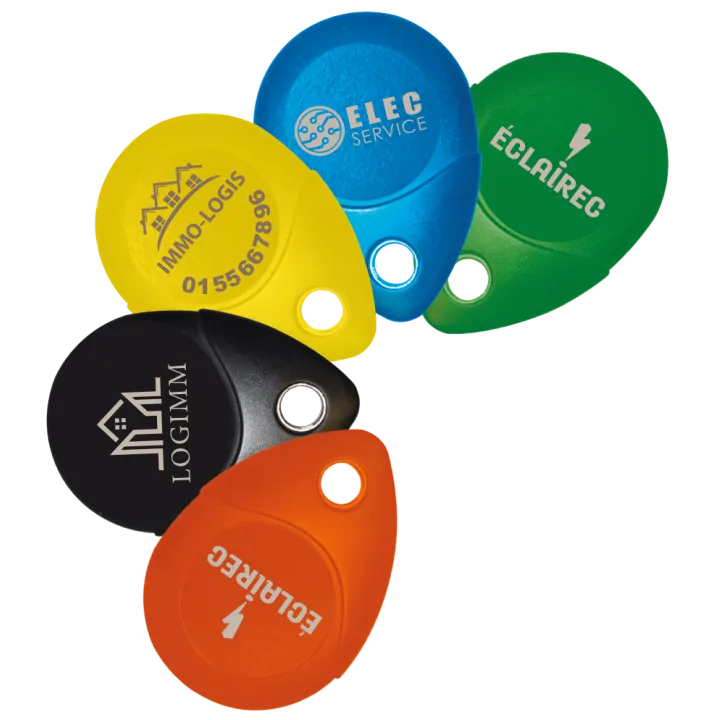 Badge Mifare 13.56 Mhz Noire, Ip68, Ik8, Avec Œillet Métallique Pour Résidents