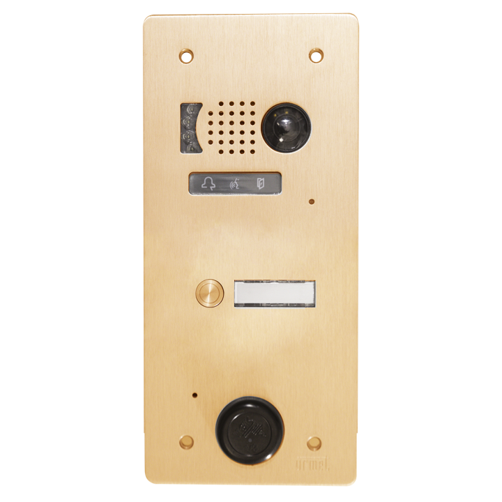 Ce produit est Plaque Video Alu 1 Bp 2Voice Champagne pour systèmes URMET