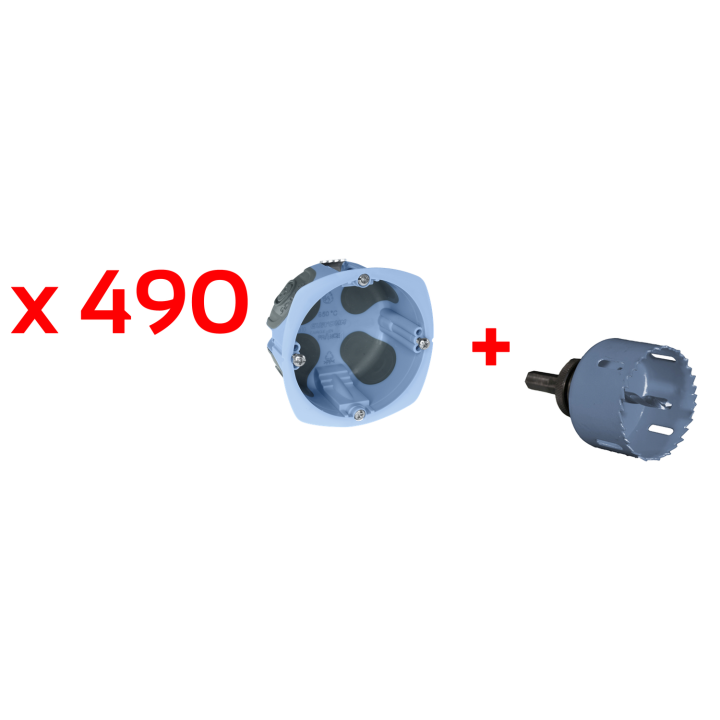 Lot de 490 boites Air'metic Prof. 40mm + scie cloche « TOP CHANTIER »