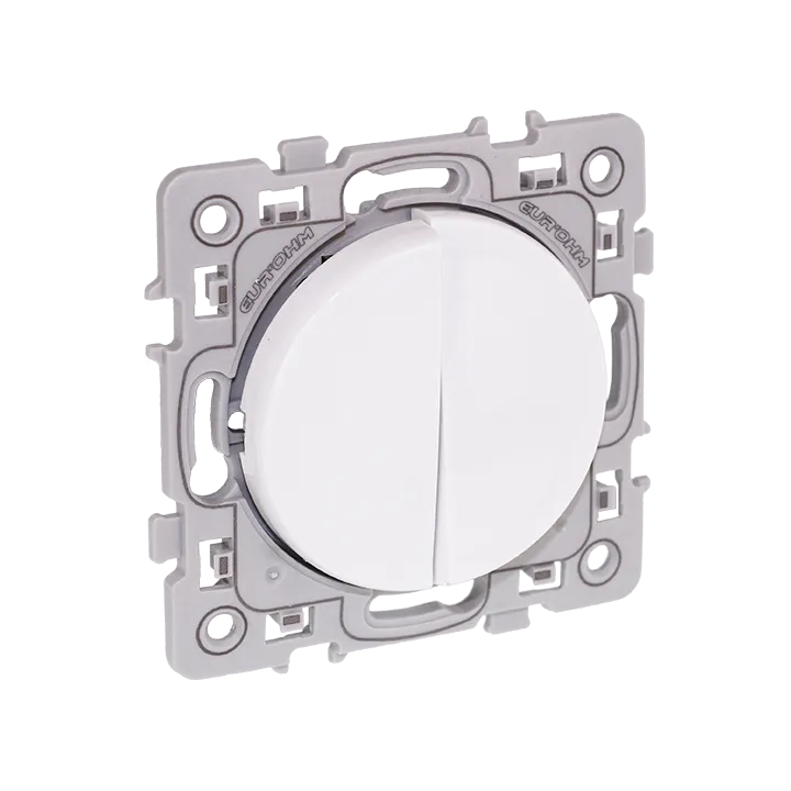 Square Double Bouton Poussoir Blanc