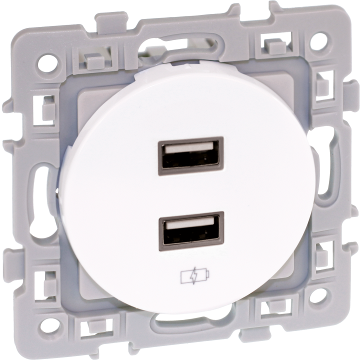 SQUARE chargeur dble USB A 5,5V BLC
