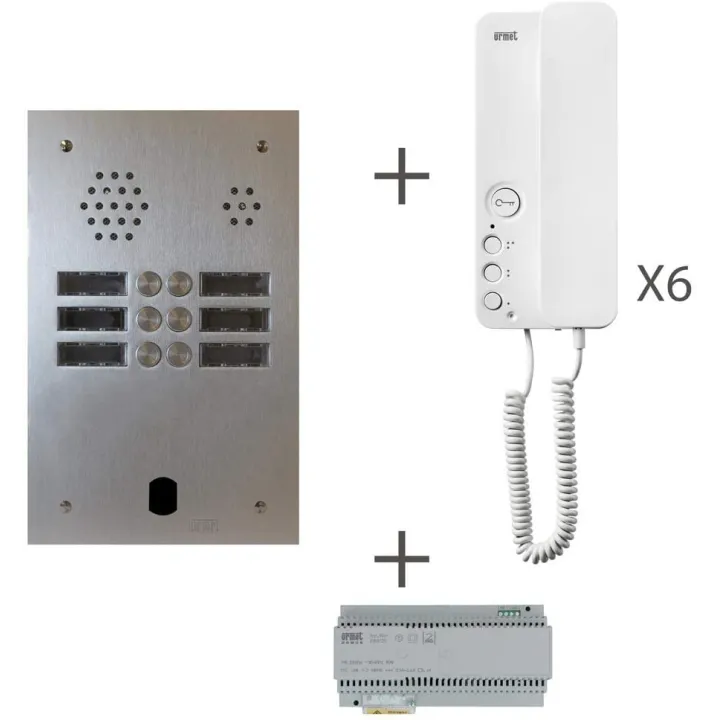 Kit Audio Préprogrammé, 2Voice, Platine Et Postes, 2 Rangées, 6 Boutons
