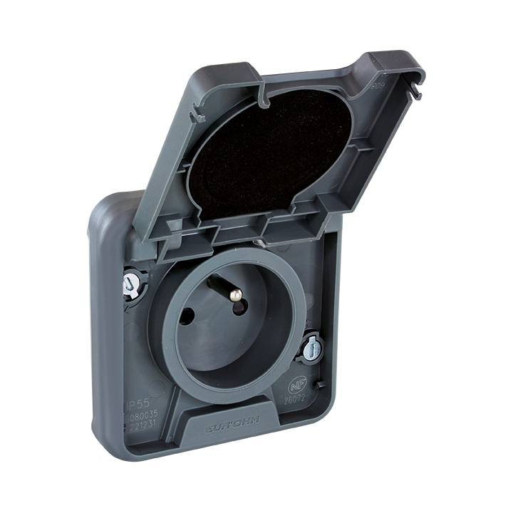 Oxxo Pc 2P+T Gri Encastré Ip55 D