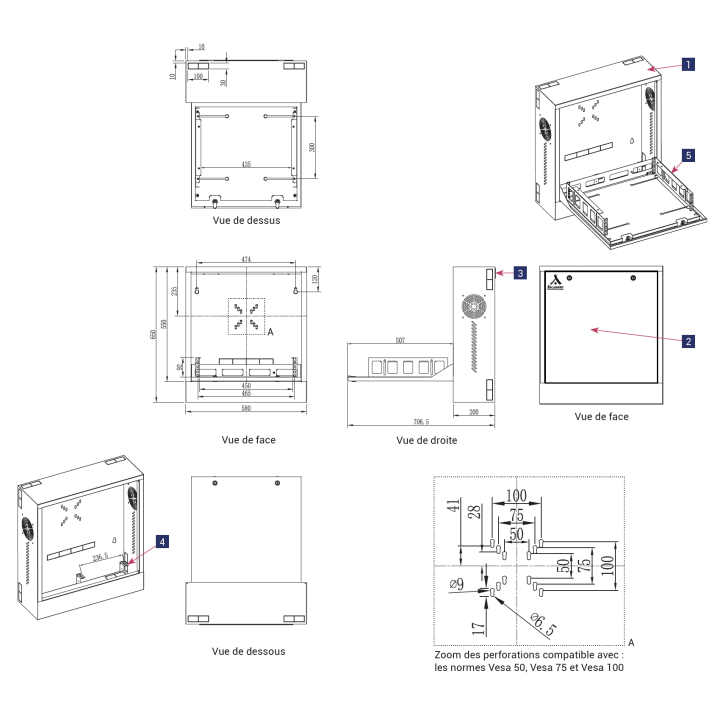 Coffret Video 580X200X650 Gris