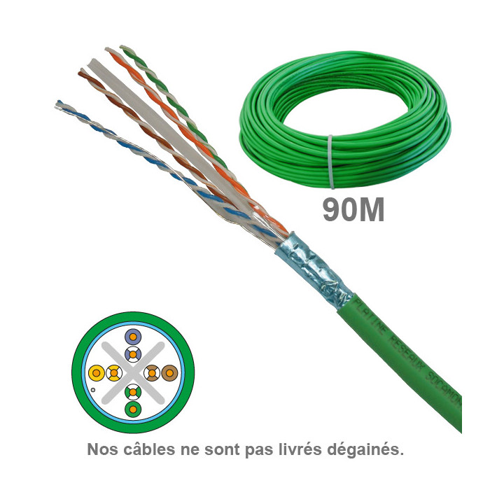 CABLE CAT6 FUTP LSZH 1X4P 100 OHMS AWG23 COURONNE 90M 