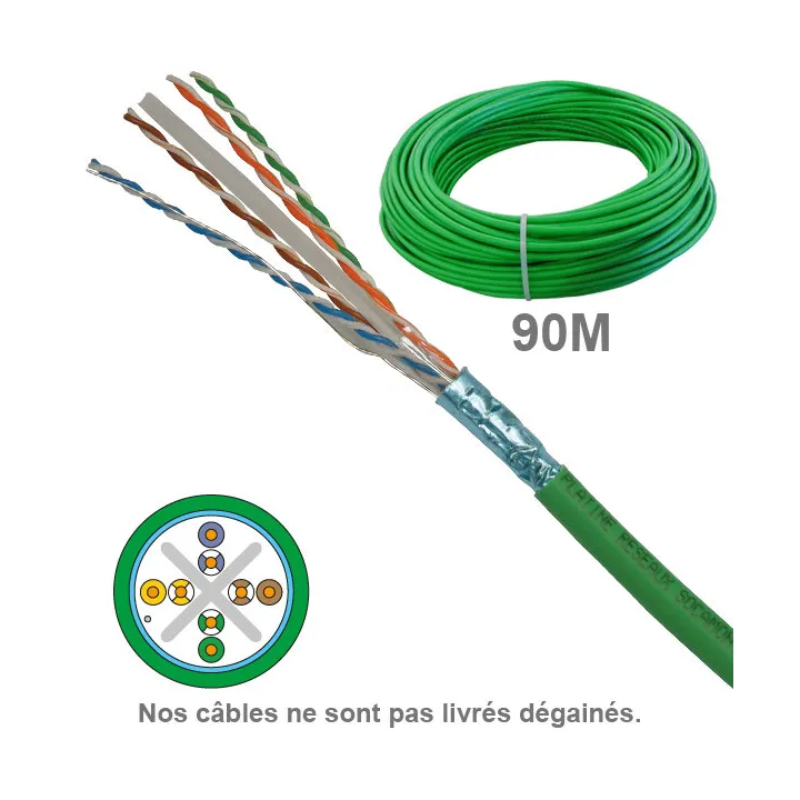 Câble Cat6 Futp Lszh 1X4P 100 Ohms Awg23 Couronne 90M