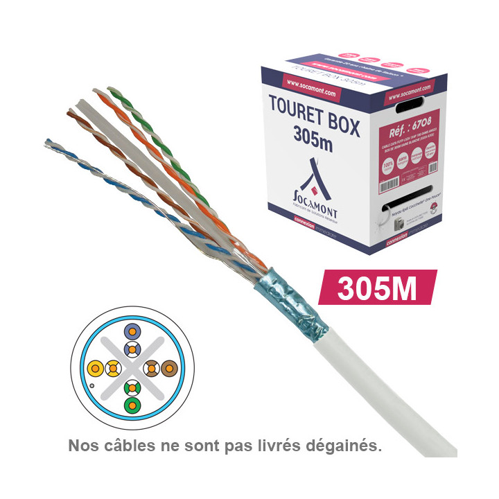 CABLE CAT6 FUTP LSZH 1X4P 100 OHMS AWG23 BOX DE 305M GAINE BLANCHE