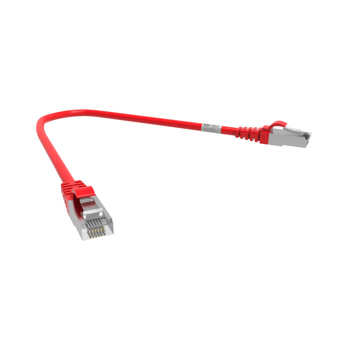CORDON RJ45 CAT6A SFTP 100 OHMS LSOH SURMOULE ROUGE LG 0,30M