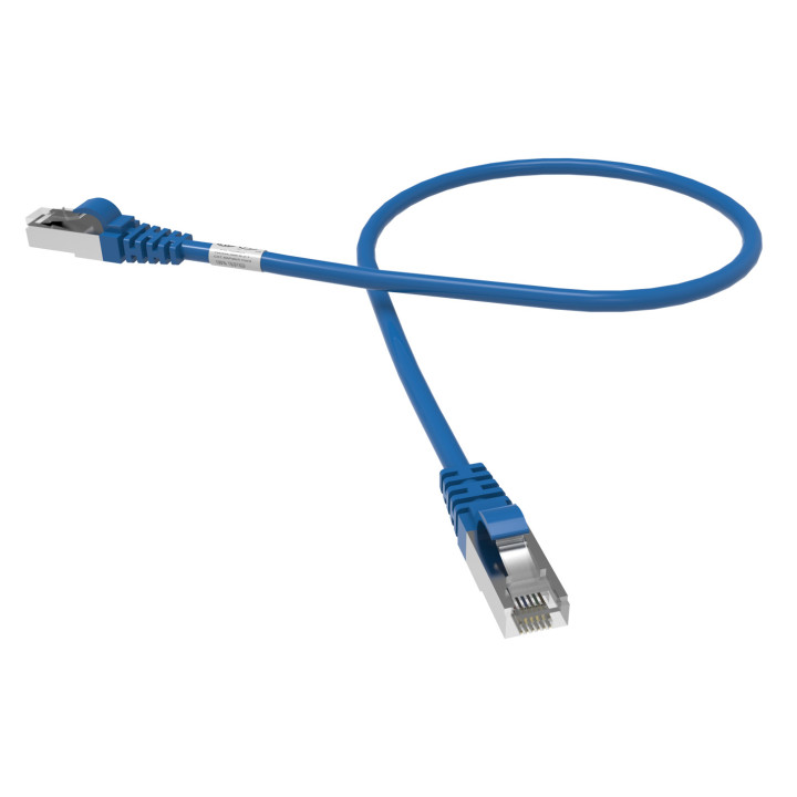CORDON RJ45 CAT6A SFTP 100 OHMS LSOH SURMOULE BLEU LG 0,50M