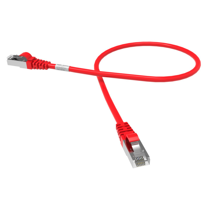 CORDON RJ45 CAT6A SFTP 100 OHMS LSOH SURMOULE ROUGE LG 0,50M