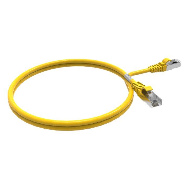 CORDON RJ45 CAT6A SFTP 100OHMS LSOH SURMOULE JAUNE LG 1M