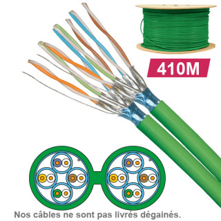 Câble Cat6A Fftp Ls0H 2X4P 100 Ohm Awg23 Touret 410M Ref 6711