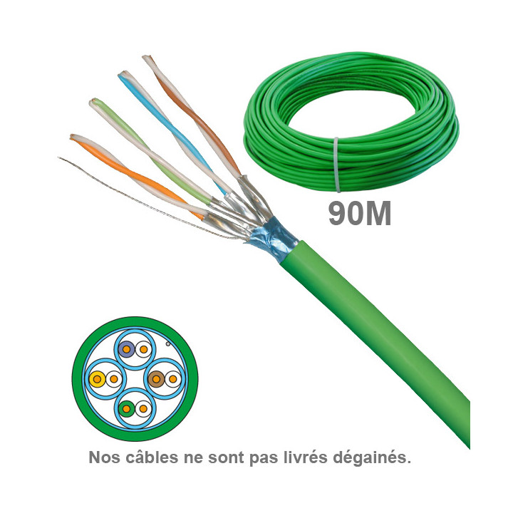 Câble Cat6A Fftp Lszh 1X4P 100 Ohm Awg23 Couronne 90M