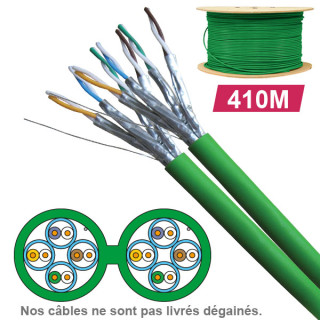 Câble Cat6A Uftp Lszh 2X4P 100 Ohm Awg23 Touret 410M Ref 6721