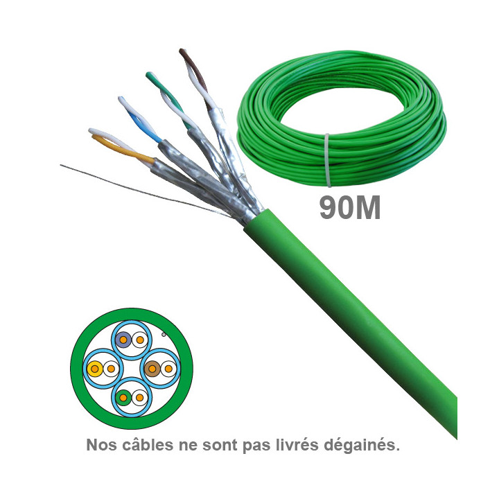 Câble Cat6A Uftp Lszh 1X4P 100 Ohm Awg23 Couronne 90M Ref 6720