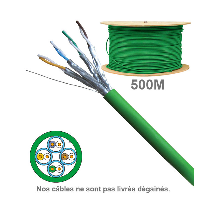CABLE CAT6A UFTP LSZH 1X4P 100 OHMS AWG23 TOURET 500M (PRIX AU M)
