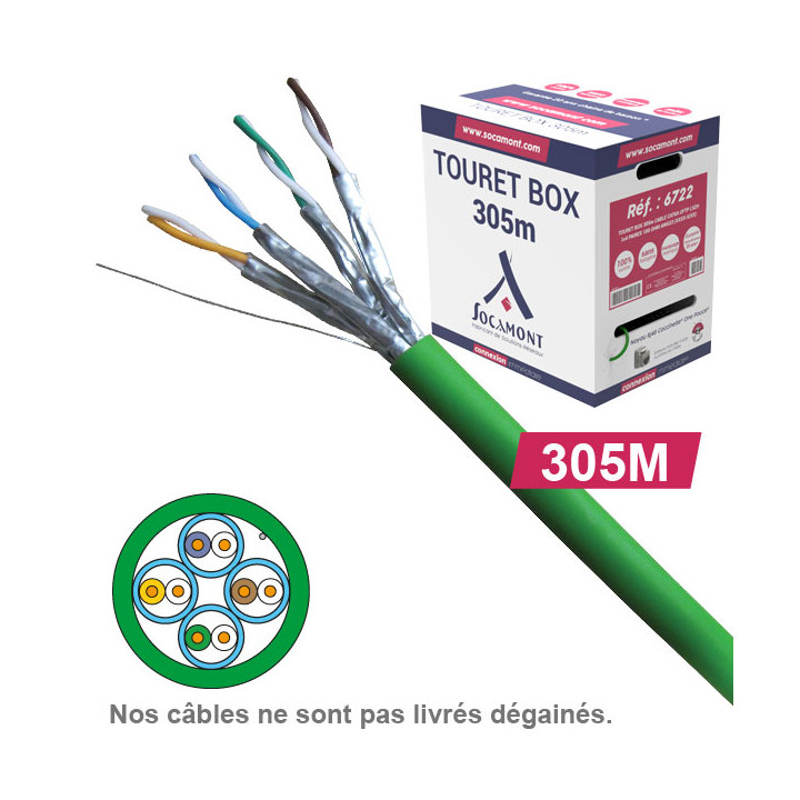 Câble Cat6A Uftp Lszh 1X4P 100 Ohm Awg23 Box 305 M