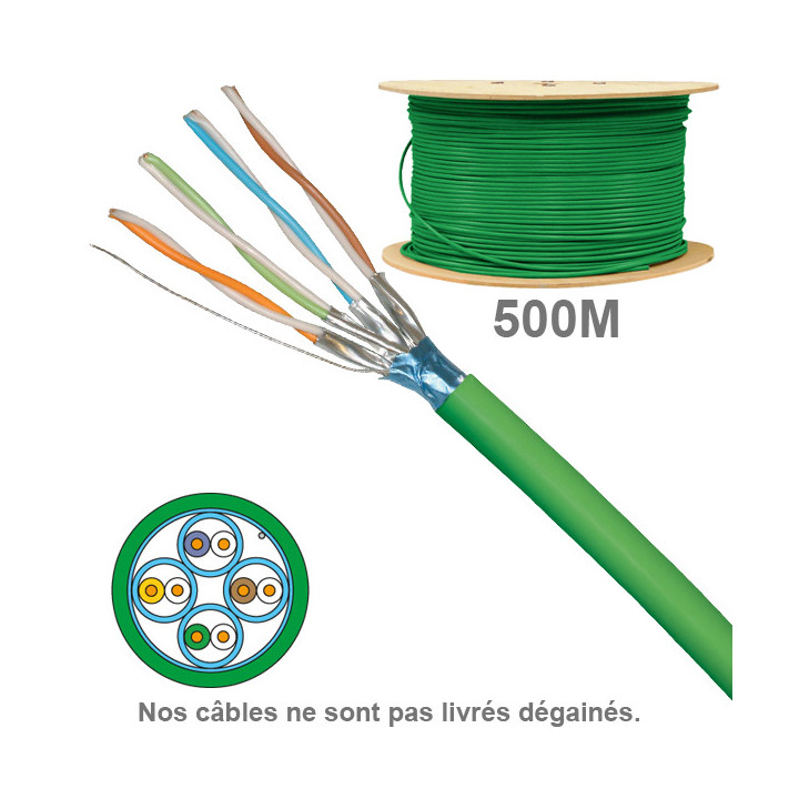 CABLE CAT6A FFTP LS0H 1x4P 100 OHMS AWG23 TOURET 500M (PRIX AU M)