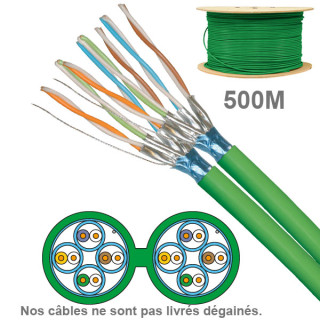 CABLE CAT6A FFTP LS0H 2x4P 100OHMS AWG23 TOURET 500M (PRIX AU M)