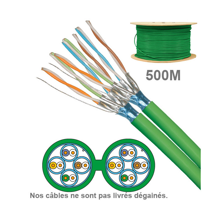 CABLE CAT6A FFTP LS0H 2x4P 100OHMS AWG23 TOURET 500M (PRIX AU M)