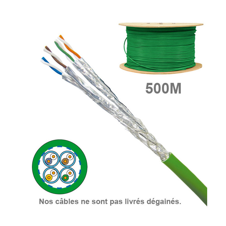 CABLE CAT7A SFTP LSZH 1X4P 100OHMS AWG23 TOURET 500M (PRIX AU M)