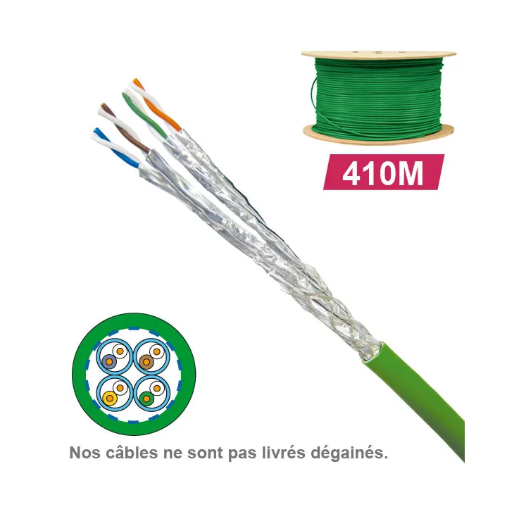 Câble Cat7A Sftp Lszh 1X4P 100 Ohms Awg23 Touret 410M Ref 6730