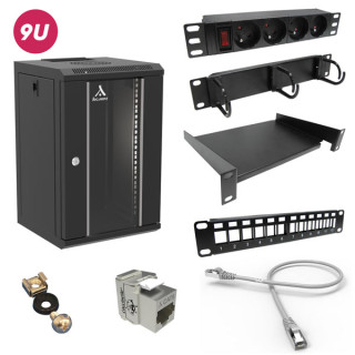 Kit Coffret Reseau 10''Monte+Acces,Cap:9U, Lxpxhmm:310X300X485
