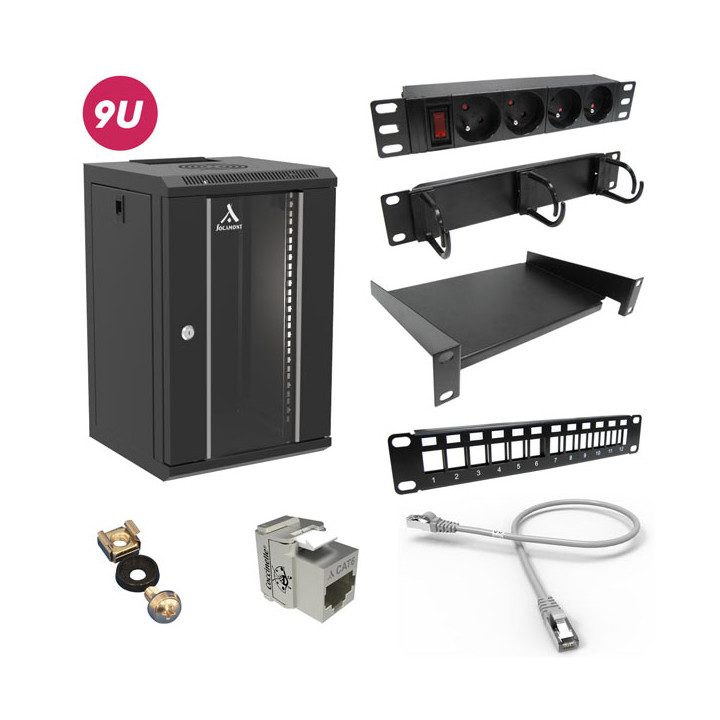 Kit Coffret Reseau 10''Monte+Acces,Cap:9U, Lxpxhmm:310X300X485
