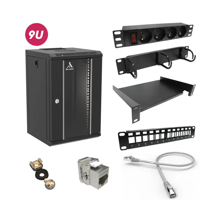 Kit Coffret Reseau 10''Monte+Acces,Cap:9U, Lxpxhmm:310X300X485