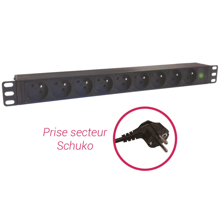 Bandeau Pdu 19'S'S 1U, 9 Prise Fr Avec Voyant Lumineux