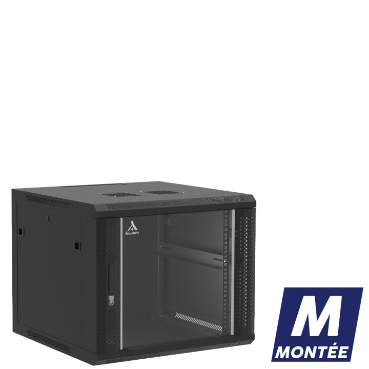 COFFRET MURAL MONTE PORTE VERRE 9U 600X600X501 LIGNE 100 (71237)