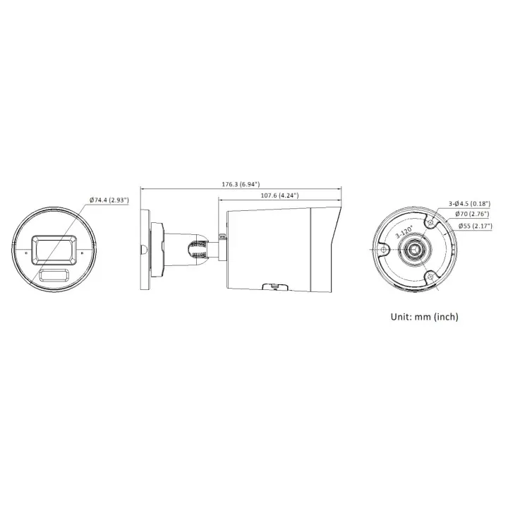 Ds-2Cd2087G3-Li2Uy/Sl(2.8Mm) Caméra Bullet Ip Fixe 8Mp Colorvu Hybride, Anti-Corrosion, Ir 60M
