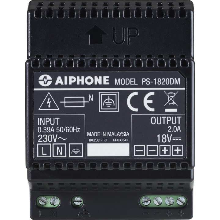 Alimentation modulaire 230 Vac / 18 Vcc - 2 A, fixation rail DIN 4 modules